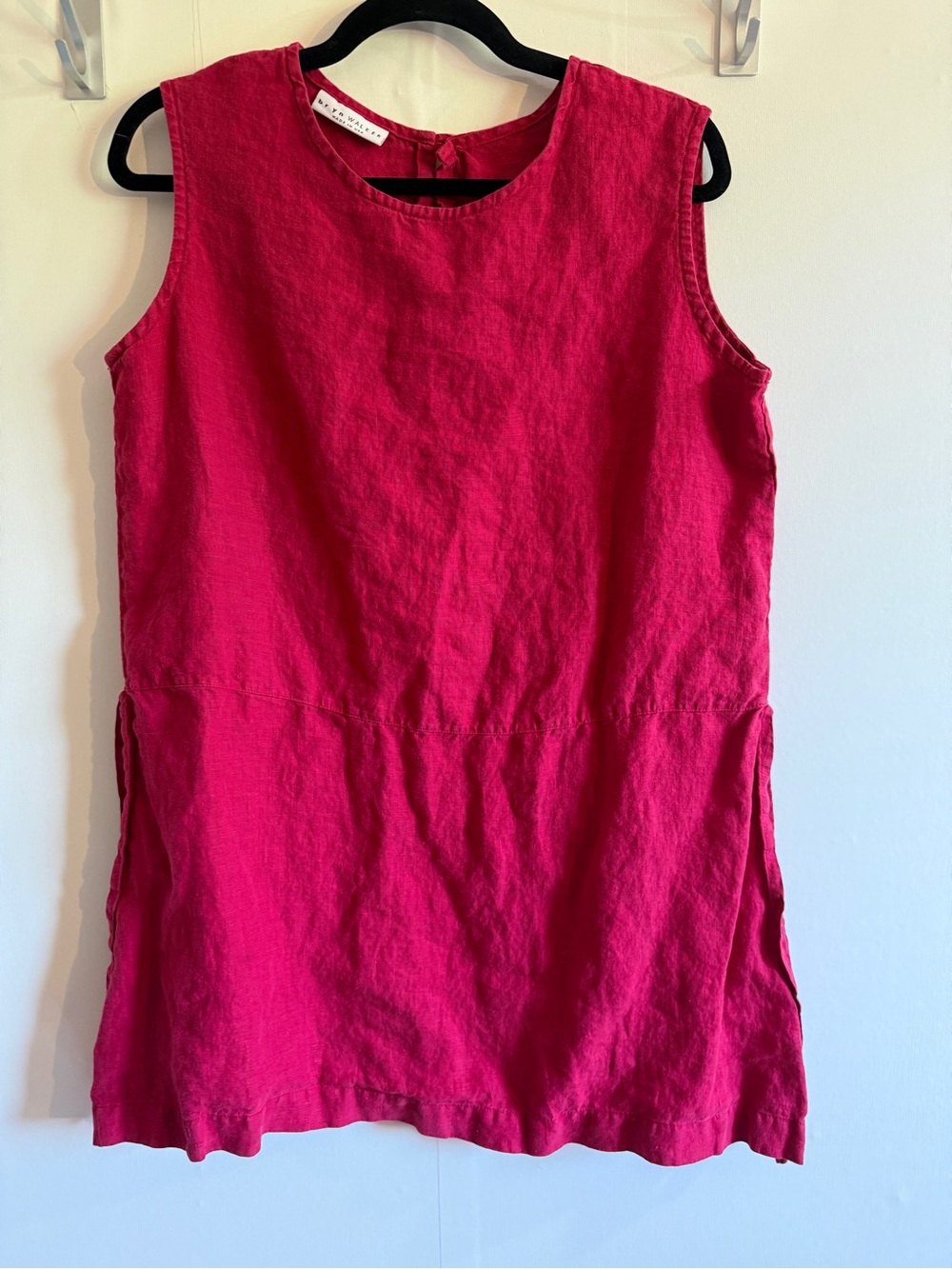 Bryn Walker 100% Linen Fuchsia Pink Sleeveless Tunic Top Size Small Made USA